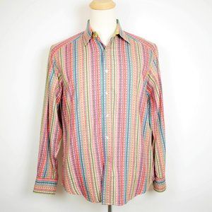 ROBERT GRAHAM Pink & Purple Striped Long Slv Shirt